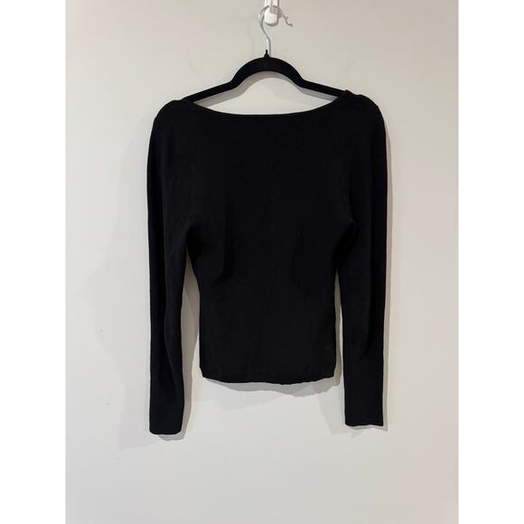 Wilfred Aritzia Tuscany Sweater Black Size L – Fitted Ribbed Knit Minimalist Top - Picture 4 of 6